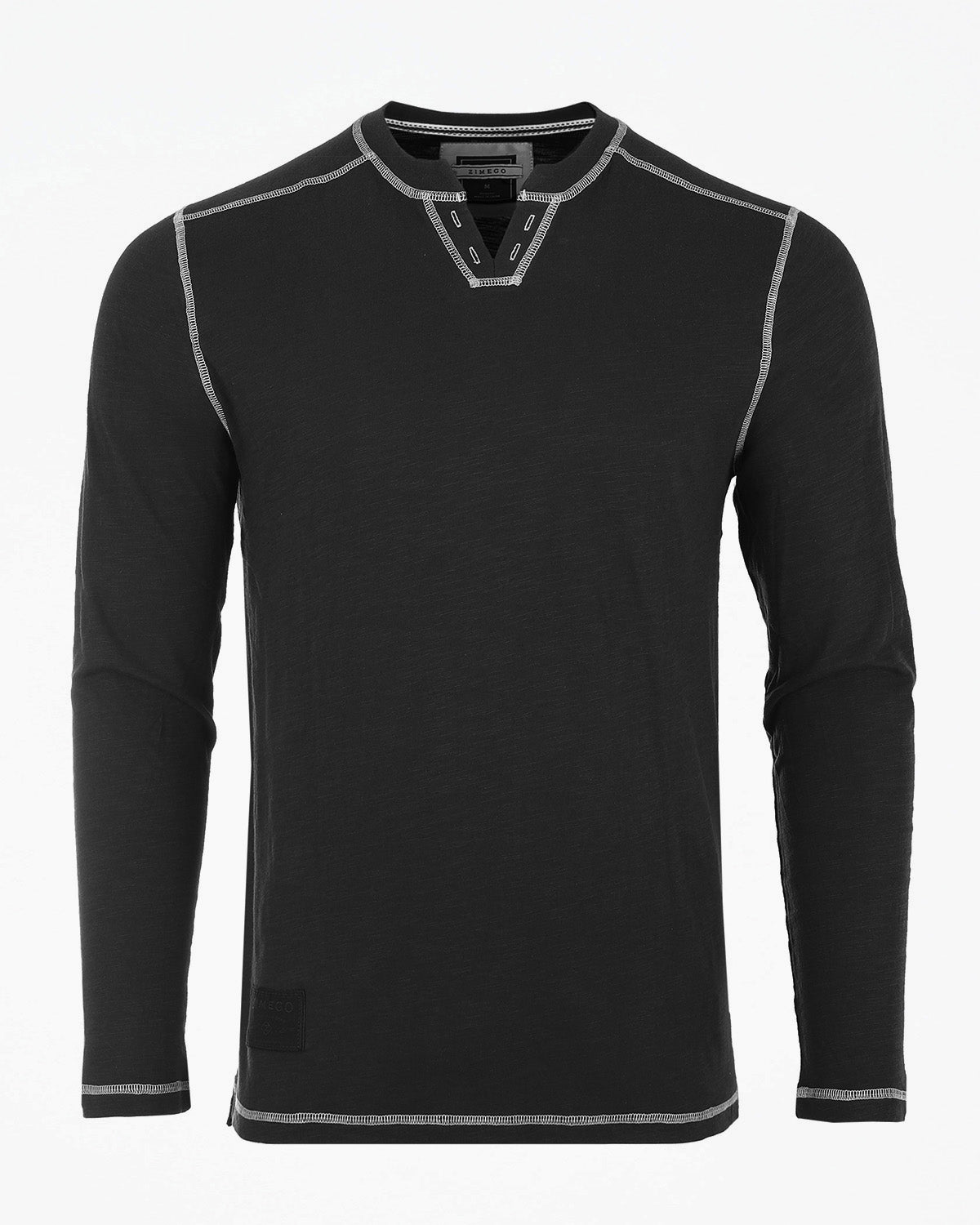 ZIMEGO Men's Vintage Long Sleeve Notch V-Neck Henley Casual Shirt